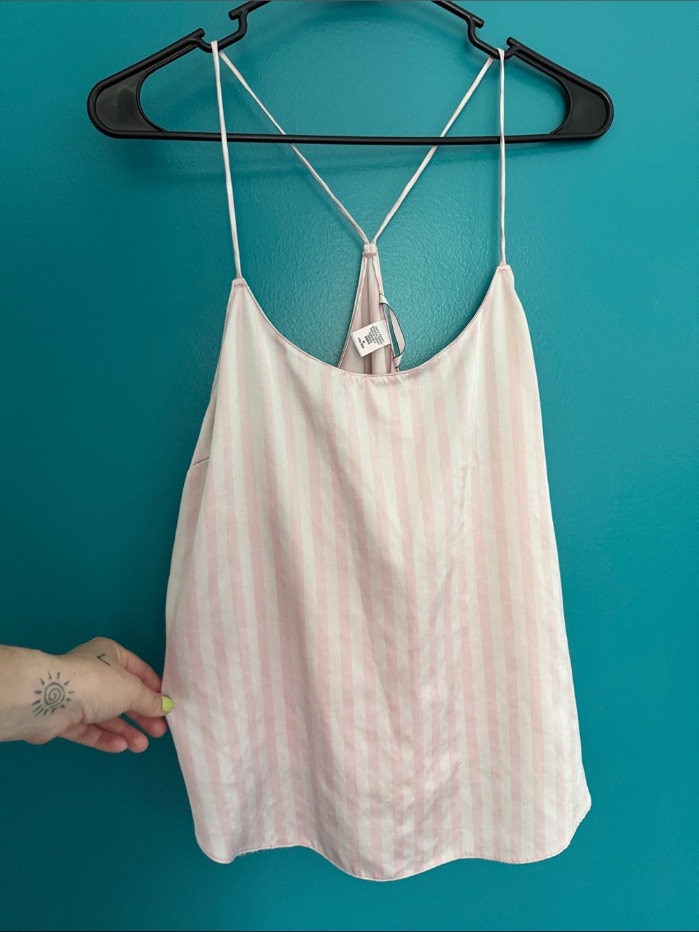 Victoria's Secret Pink and White Striped Spaghetti-Strap Camisole